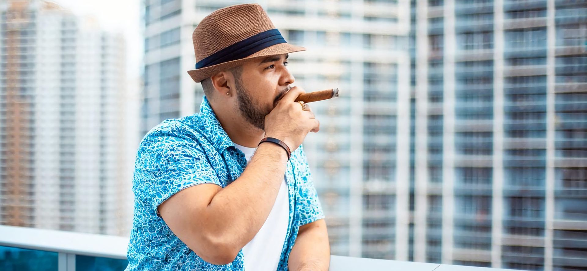 Man Smoking Cigar.